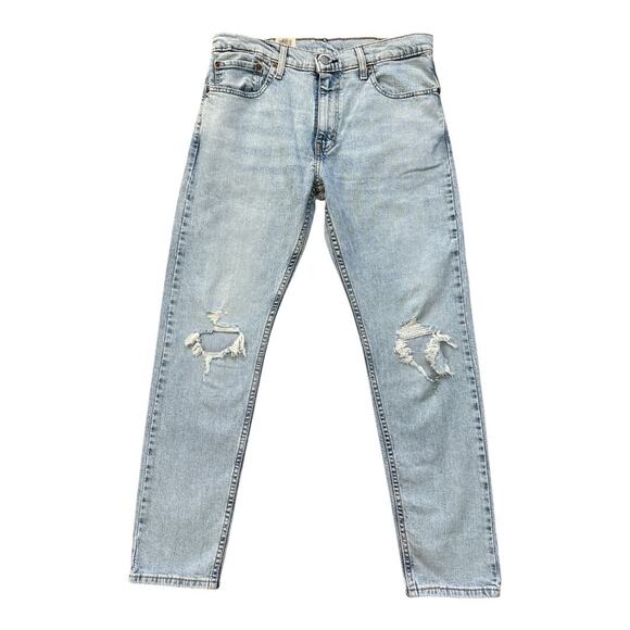 Levis Men’s 512 Slim Taper Fit Stretch Jean Light Wash Size 33W x 30L Distressed